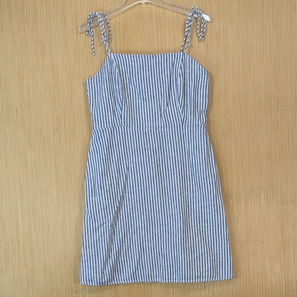 Old Navy Womens Preppy Nautical Linen Blend Mini Dress Large Blue White Striped